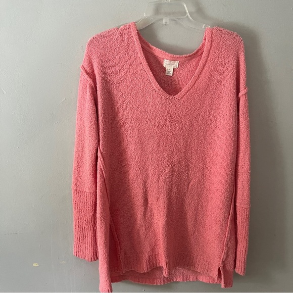 Caslon Bright Pink V-Neck Oversize Sweater X-Smalll - Picture 2 of 8